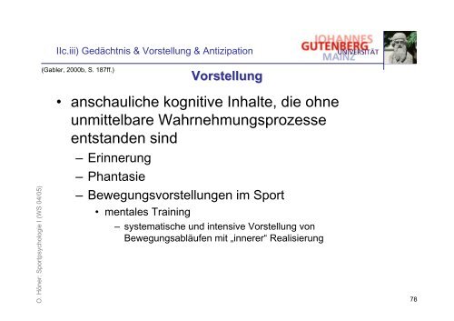 Folien zur Vorlesung Psychologie I - Sport-mainz.de