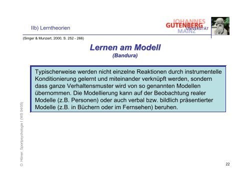 Folien zur Vorlesung Psychologie I - Sport-mainz.de