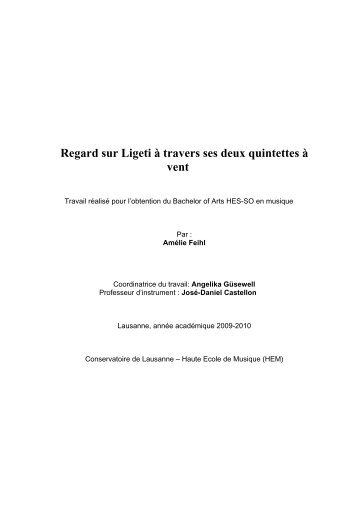 Regard sur Ligeti à travers ses deux quintettes à vent - HEMU