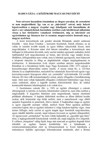 Radics Géza: A középkori magyar inkvizíció - Levente Vezér honlapja