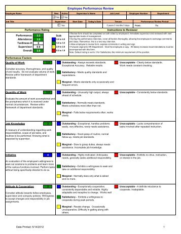 Employee Performance Review Form - McCormick PCS Info