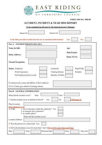 ACCIDENT, INCIDENT & NEAR MISS REPORT - eRiding