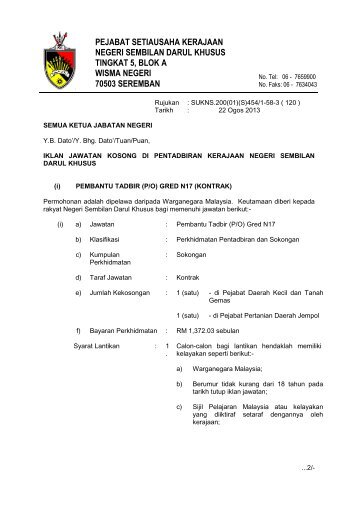 (P/O) Gred N17 - Negeri Sembilan