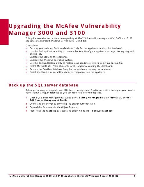 McAfee Vulnerability Manager 3000 and 3100 Appliance to ...