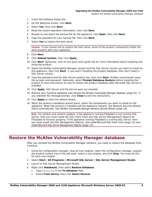 McAfee Vulnerability Manager 3000 and 3100 Appliance to ...