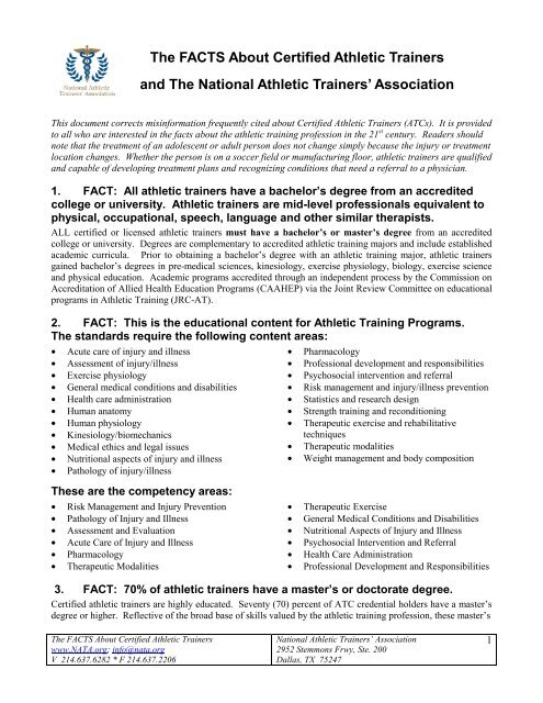 The FACTS About Certified Athletic Trainers - Nevada Athletic ...