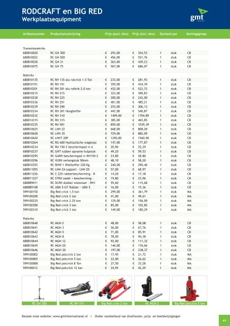 GMT INTERNATIONAL BV 11 - Werkplaats Equipment