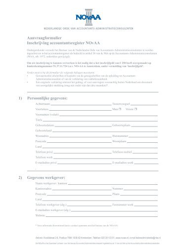 Aanvraagformulier Inschrijving accountantsregister NOvAA 1 ... - NBA