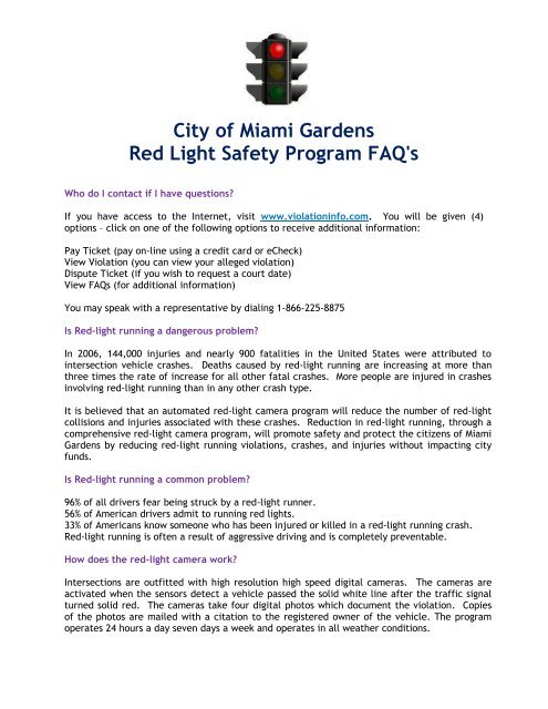 Red Light Safety Program Faq S The City Of Miami Gardens