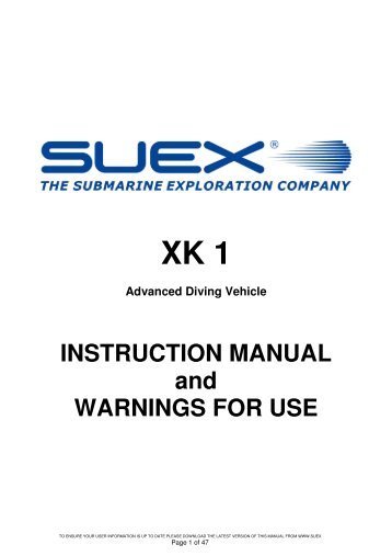 INSTRUCTION MANUAL and WARNINGS FOR USE - Suex
