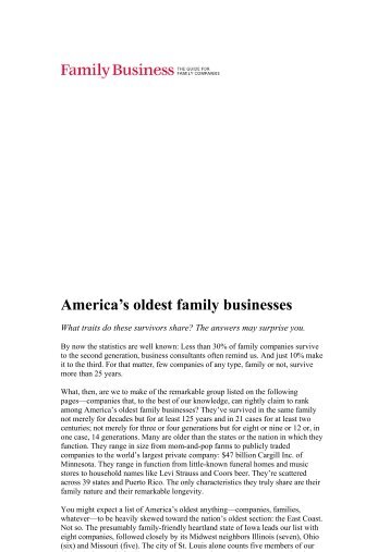 America's oldest family businesses