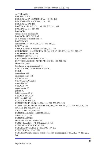 Bibliografía de la revista Educación Médica ... - SciELO - Infomed