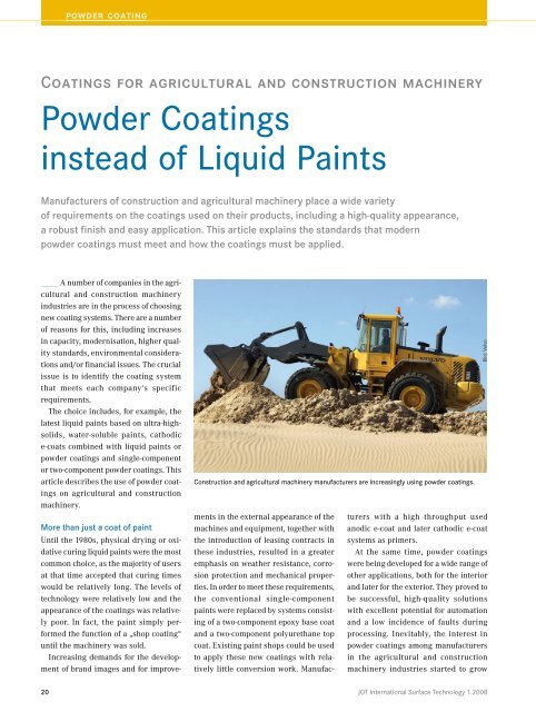 Heavy Equipment Coatings and Paint