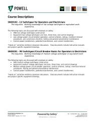 Course Descriptions - Powell Industries, Inc.