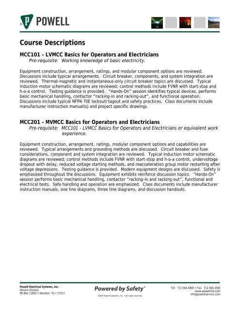 Course Descriptions - Powell Industries, Inc.