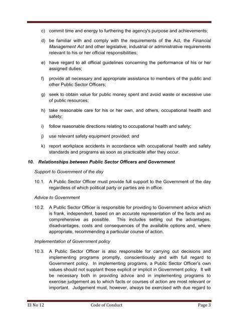 Code of Conduct - Office of the Commissioner for Public Employment