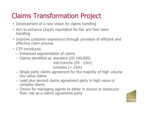 Practical Issues in Claims Management - Insurance Market ...