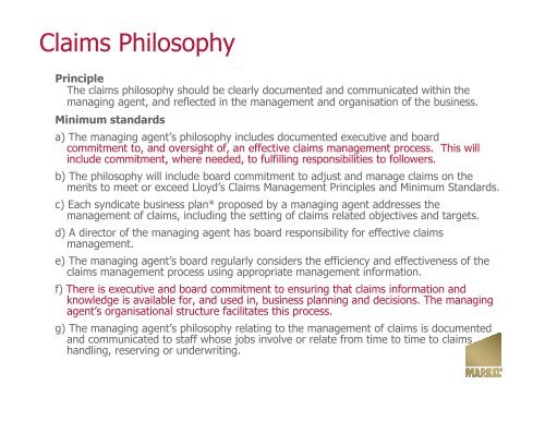 Practical Issues in Claims Management - Insurance Market ...