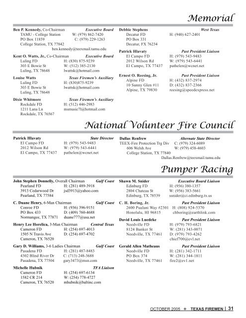 October 2005 - State Firemen's & Fire Marshals'