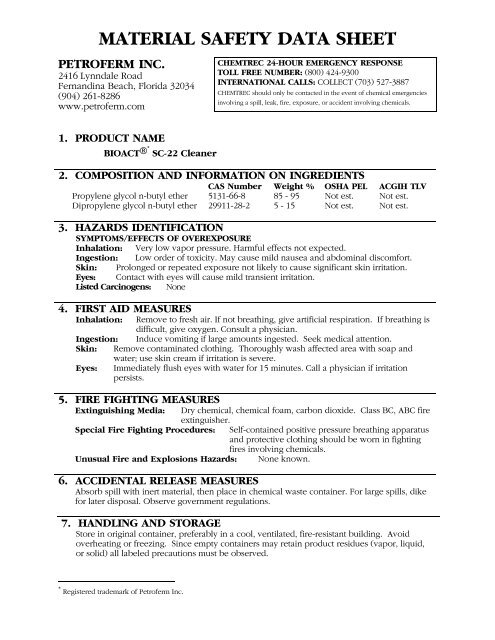 material safety data sheet petroferm inc. - The Solder Connection