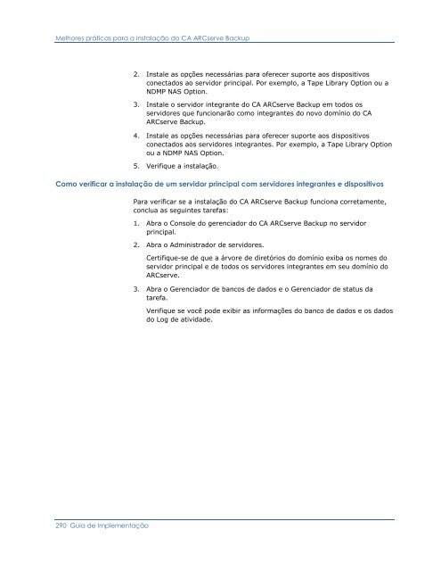 CA ARCserve Backup para Windows - Guia de ImplementaÃ§Ã£o