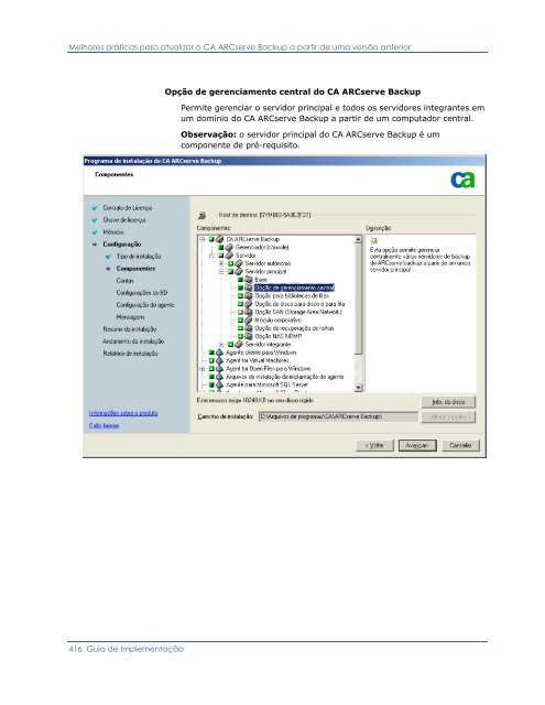 CA ARCserve Backup para Windows - Guia de ImplementaÃ§Ã£o