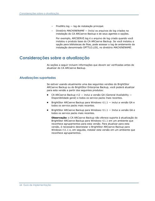 CA ARCserve Backup para Windows - Guia de ImplementaÃ§Ã£o