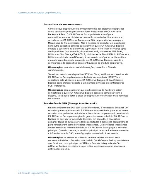 CA ARCserve Backup para Windows - Guia de ImplementaÃ§Ã£o