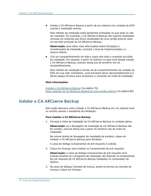 CA ARCserve Backup para Windows - Guia de ImplementaÃ§Ã£o