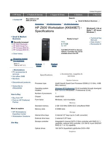 HP Z600 Workstation (KK649ET) - Specifications - Added Dimension