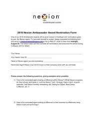2010 Nexion Ambassador Award Nomination Form