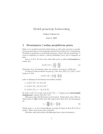 Modeli geometrije Lobacevskog - Alas