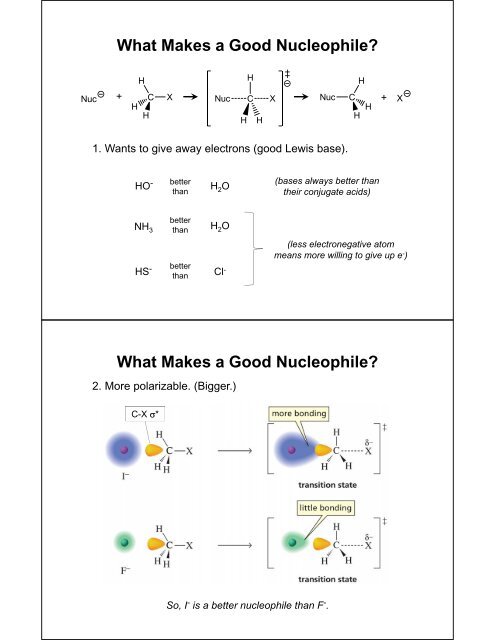 Ranking Nucleophiles and Leaving Groups, Hammond's Postulate