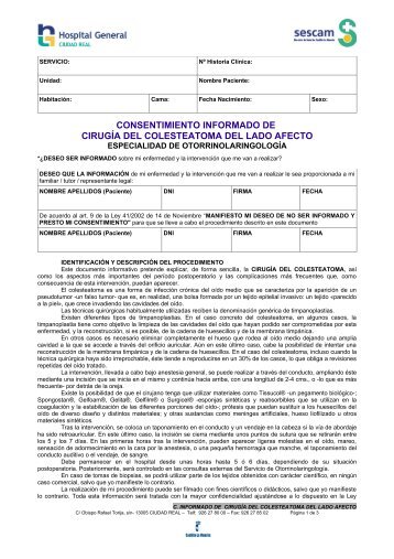 CONSENTIMIENTO INFORMADO DE CIRUGÃA DEL ... - hgucr