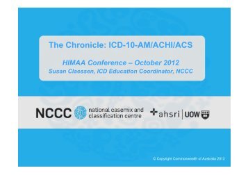 The Chronicle: ICD-10-AM/ACHI/ACS
