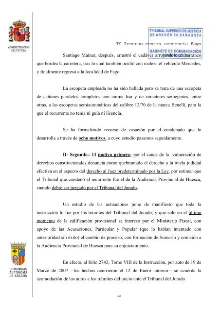 Sentencia Desestimatoria del Tribunal Supremo