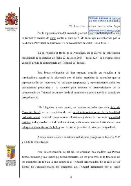 Sentencia Desestimatoria del Tribunal Supremo