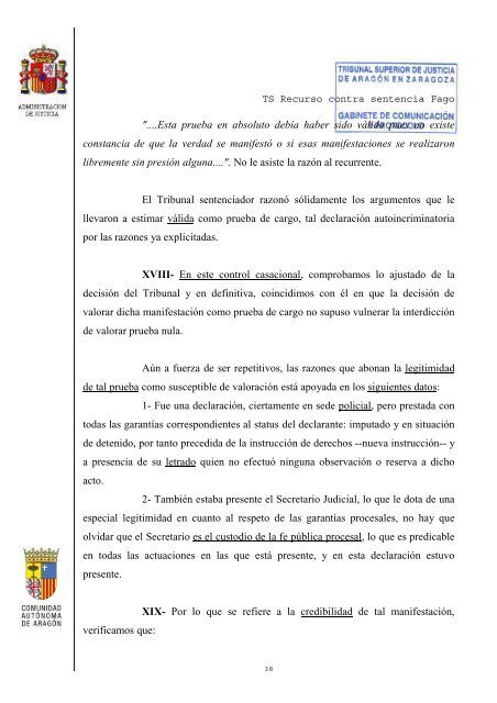 Sentencia Desestimatoria del Tribunal Supremo