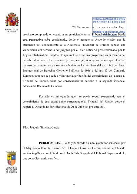 Sentencia Desestimatoria del Tribunal Supremo