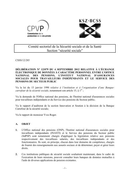 échange électronique données caractère personnel entre ONP ...