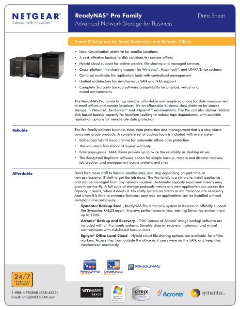 ReadyNAS® Pro Family Data Sheet Advanced Network ... - Netgear