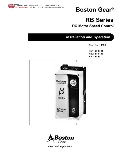 Boston Gear model RB2 230/115v, 