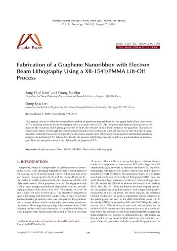 Fabrication of a Graphene Nanoribbon with Electron Beam ...