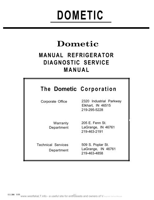 Download Dometic Electrolux General Fridge Repair Manual with ...