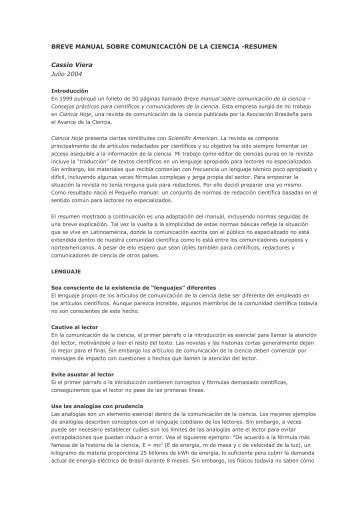 breve manual sobre comunicaciÃ³n de la ciencia -resumen - PIEL-L ...