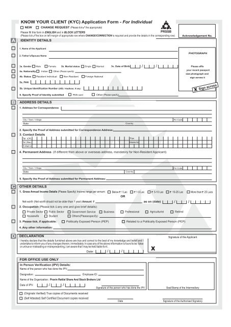 Individual KYC Form pdf Pravin Ratilal Share And Stock Brokers 