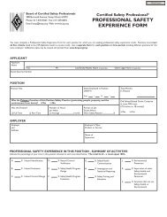 PROFESSIONAL SAFETY EXPERIENCE FORM - Board of Certified ...
