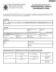 PROFESSIONAL SAFETY EXPERIENCE FORM - Board of Certified . 