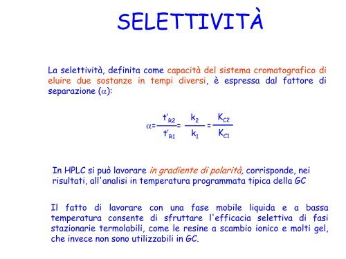 Cromatografia in fase liquida - Dipartimento di Chimica