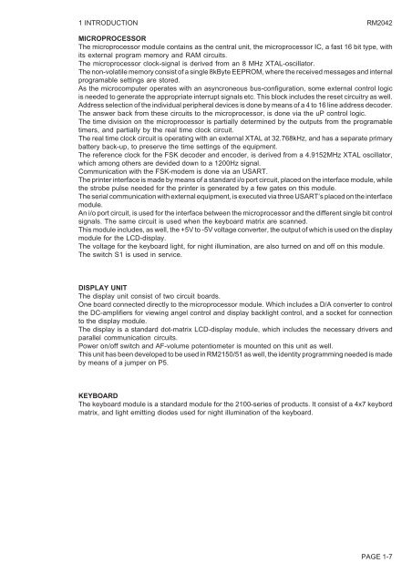 TECHNICAL MANUAL FOR COMPACT VHF DSC RM2042